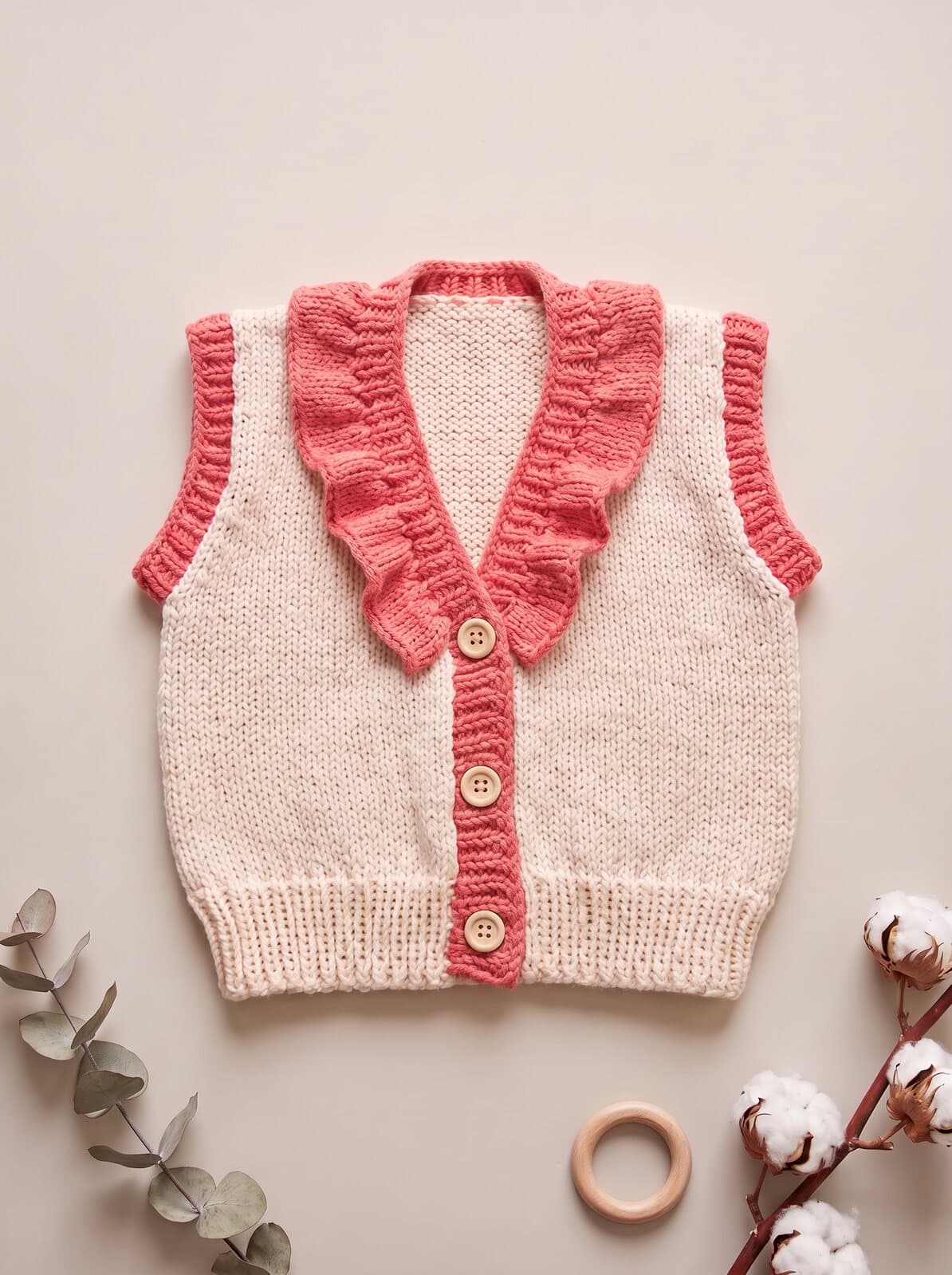 Frilly Sleeveless Cardigan